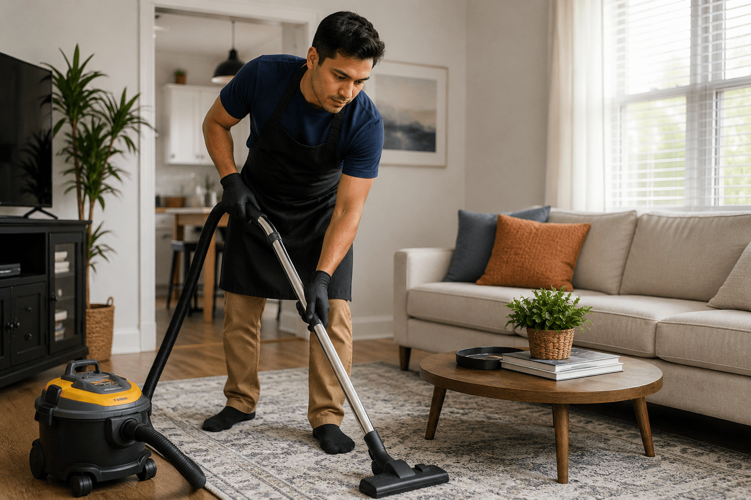 Local cleaner completing a paid home-service job