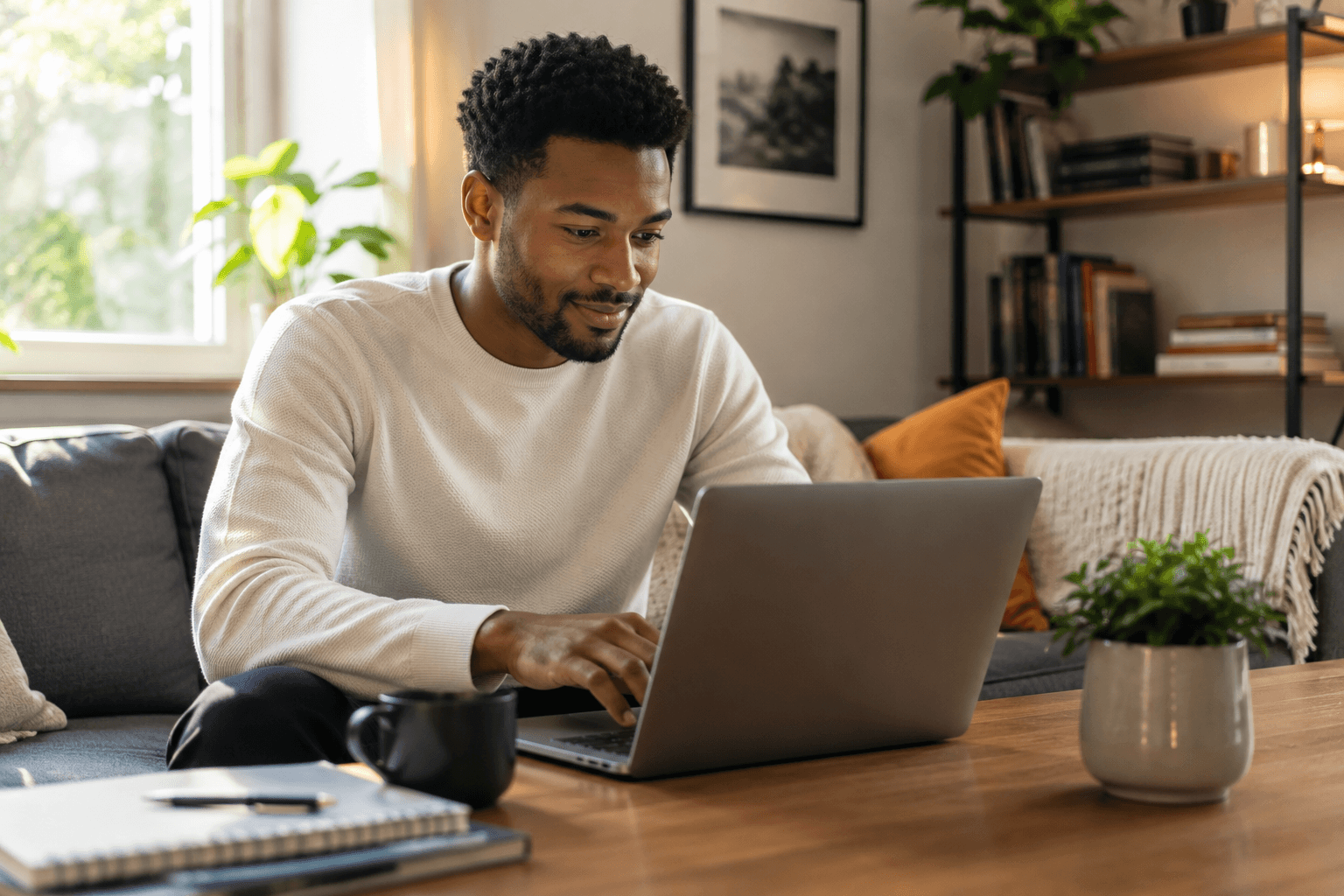 Remote worker comparing online income apps from a laptop at home